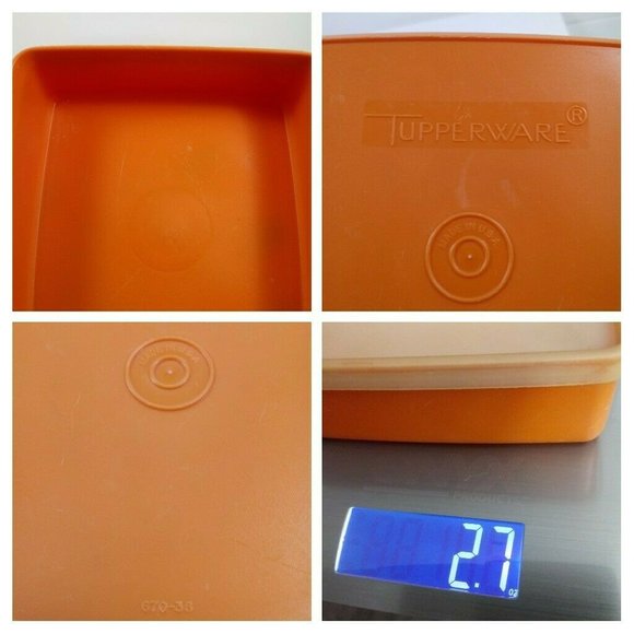 Vintage Tupperware 670-38 Square Sandwich Container With Lid Orange *MINOR WEAR* - Picture 13 of 15